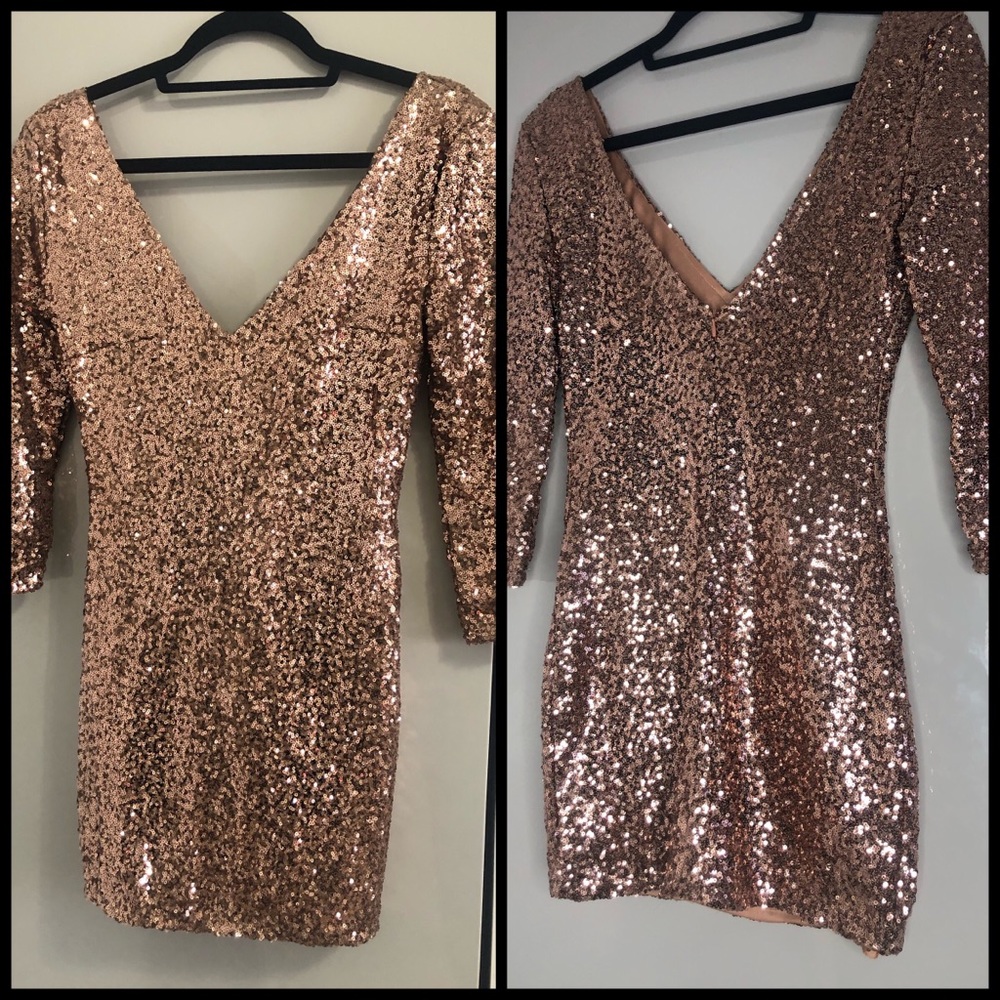 Windsor Sequin Rose Gold Mini Dress
